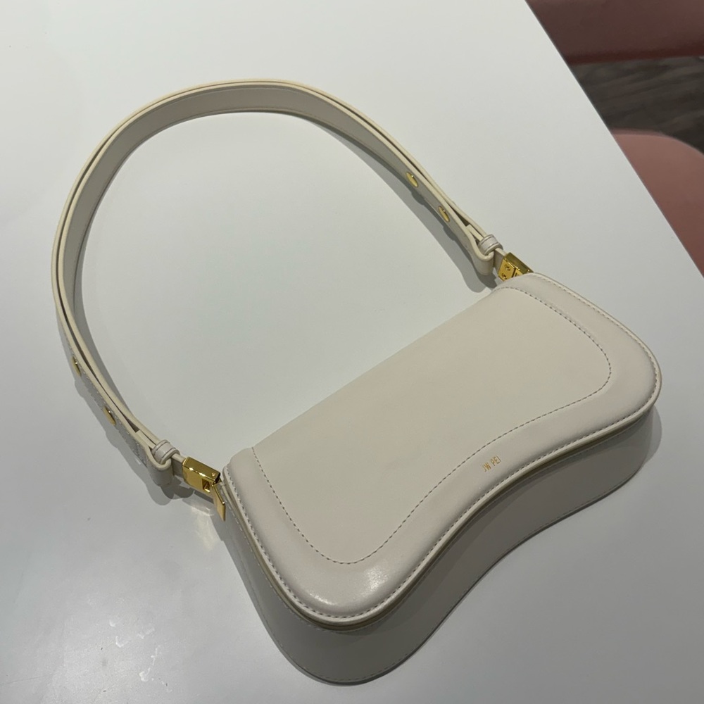 JW PEI Cream-white Shoulder Bag with Gold Accents